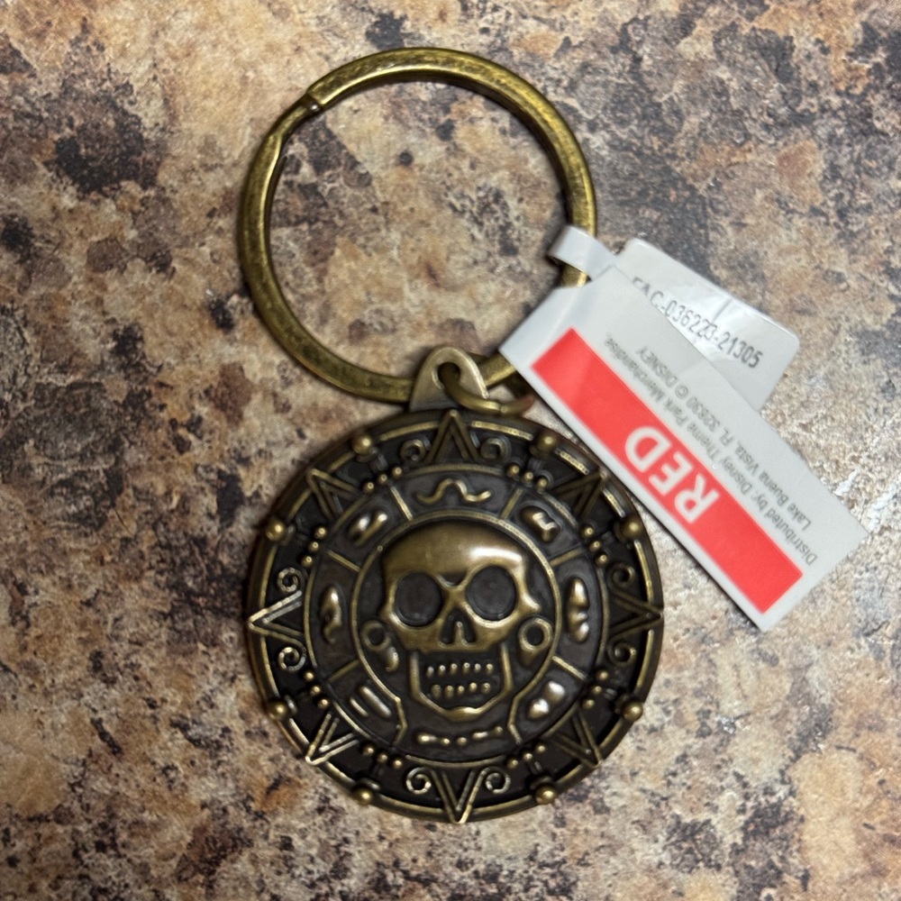 Antique Brass Skull Keychain from Pirates of the Caribbean at Walt Disney World